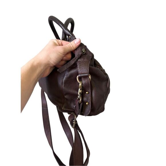 Old Trend Genuine Leather Purse Bag Brown Embroidered Shoulder Top Handles Boho - Picture 11 of 16